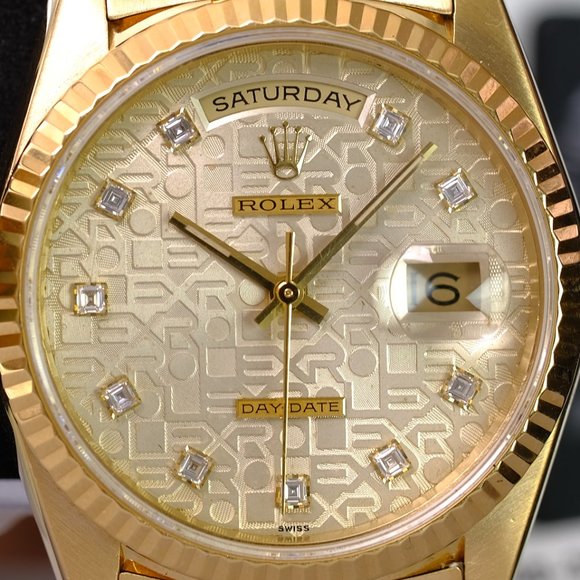 Rolex Day-Date Factory Silver Jubilee Diamond Dial Fluted Bezel 36mm Watch - Picture 3 of 11